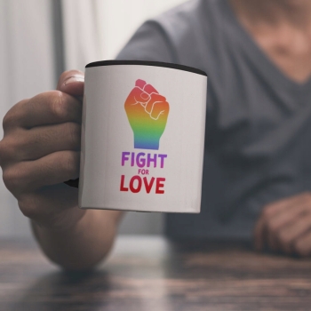 Kubek do kawy LGBT Fight For Love ceramiczny z nadrukiem